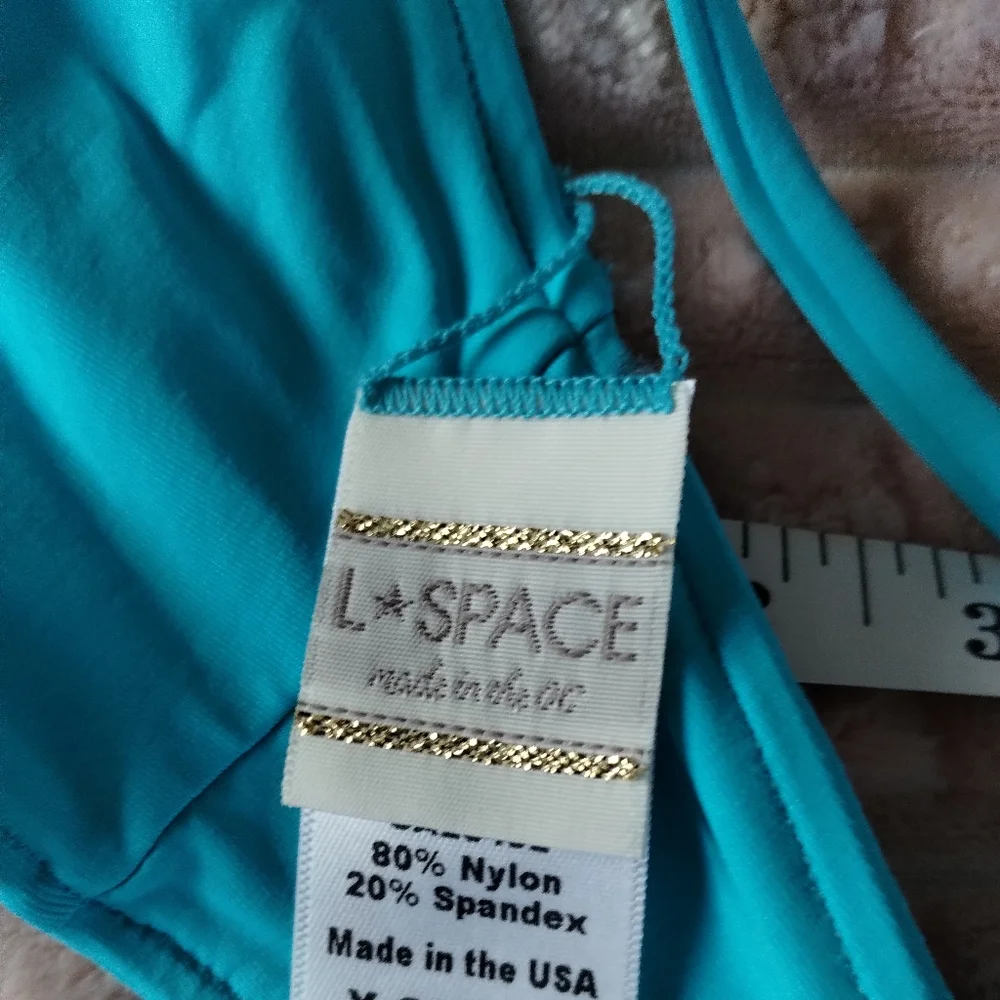 L Space Chic Turquoise Tie-Front Bikini XS - Picture 4 of 10